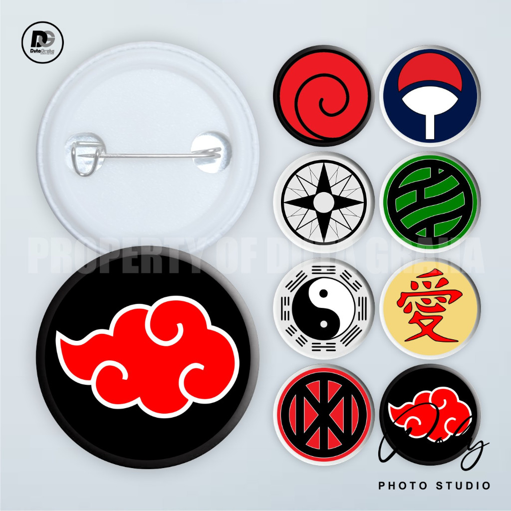 [PIN PRESS] NARUTO CLAN SIMBOL Pin Bros Aksesoris Souvenir ANIME AKATSUKI UZUMAKI UCHIHA