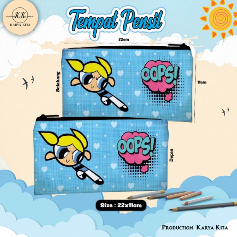 

tempat pensil/kotak pensil karakter anak POWER PUFF GIRL 09 bahan import kualitas premium