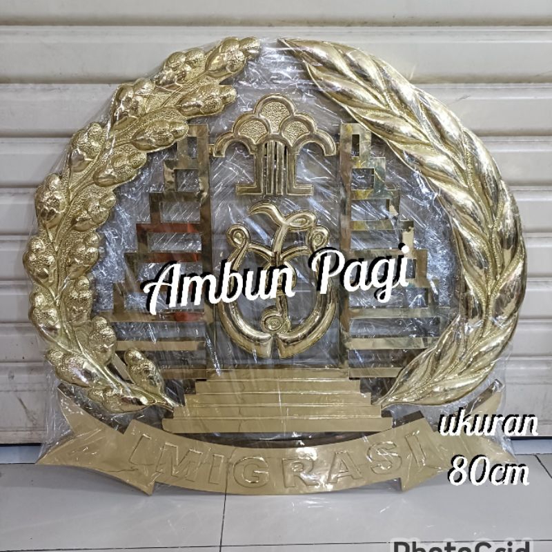 

best seller custom plat Kuningan logo imigrasi timbul 3dimensi uk. 80cm
