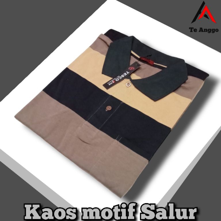 Top Sale Kaos Kerah Salur Pria Dewasa Motif Garis Garis Lengan Pendek Saku Afada Wangki Salur Kaos P