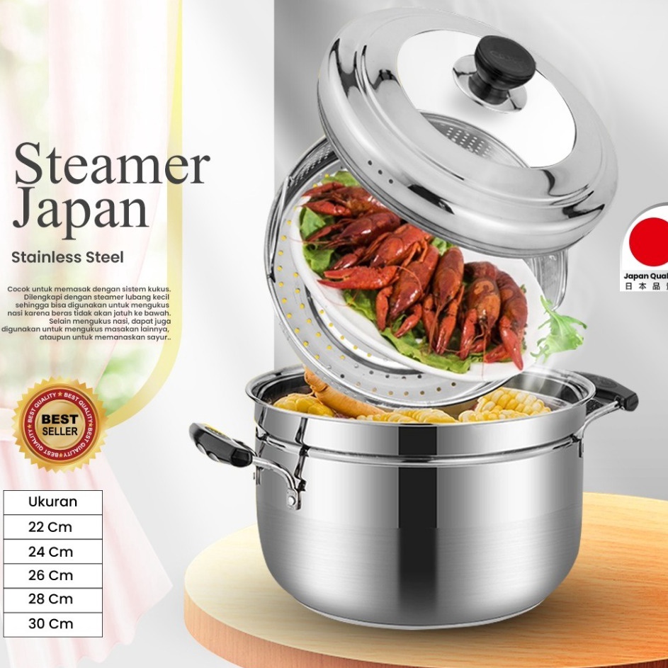 Real Promotion Panci kukusan tutup kaca ukuran besar Panci Kukus 2 Su Panci Kukus Stainless Steel Da