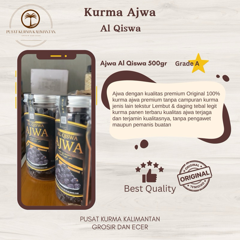 

Kurma Ajwa Al Qiswa 500gr Grade A || Best Quality || Original