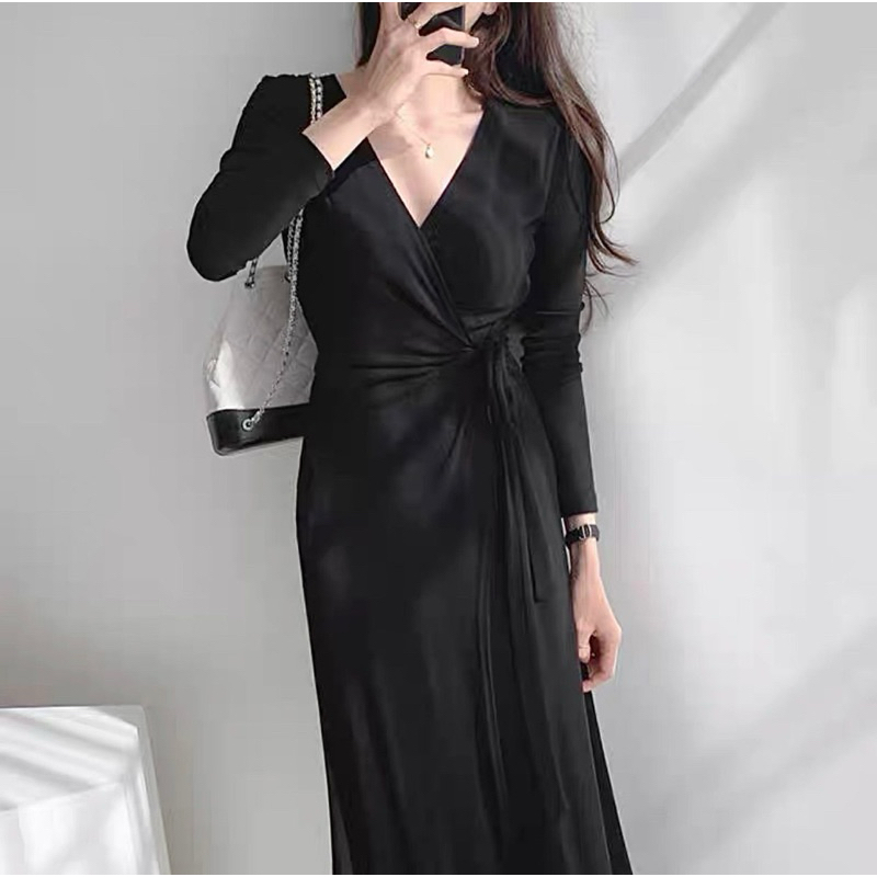 Medali Dress Simple Basic Korean Chic Long Maxi Hijab Black Choco Brown Khaki Gray