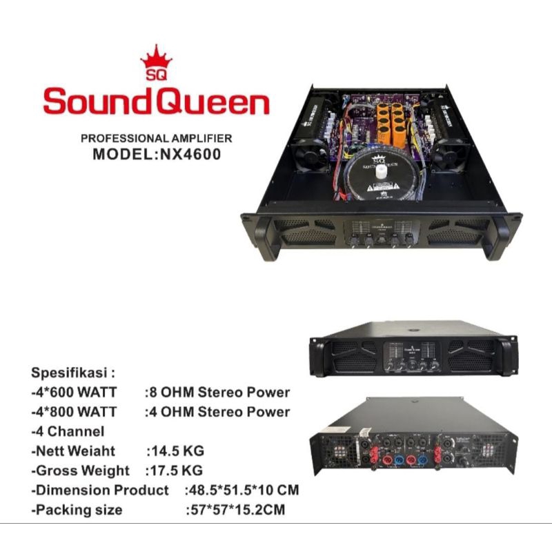 Power Soundqueen NX4600 Power Amplifier NX 4600 SQ Sound Queen 4 channel original