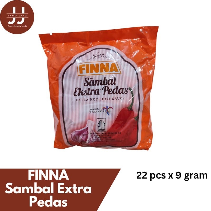 

[Jago Jaya] FINNA Sambal Extra Pedas Bag isi 22 pcs x 9g - Saos Sambal - Sambal Extra Pedas