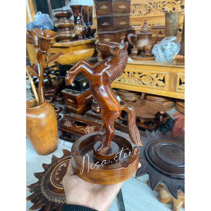 HIASAN MEJA/ASBAK KUDA KAYU JATI/ASBAK KAYU JATI/ASBAK UNIK/ASBAK ESTETIK