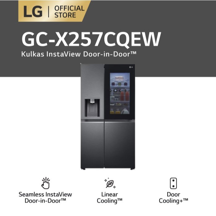 KULKAS 4 PINTU LG GC-X257CQEW INSTAVIEW INVERTER ( KNOCK KNOCK DISPENSER )