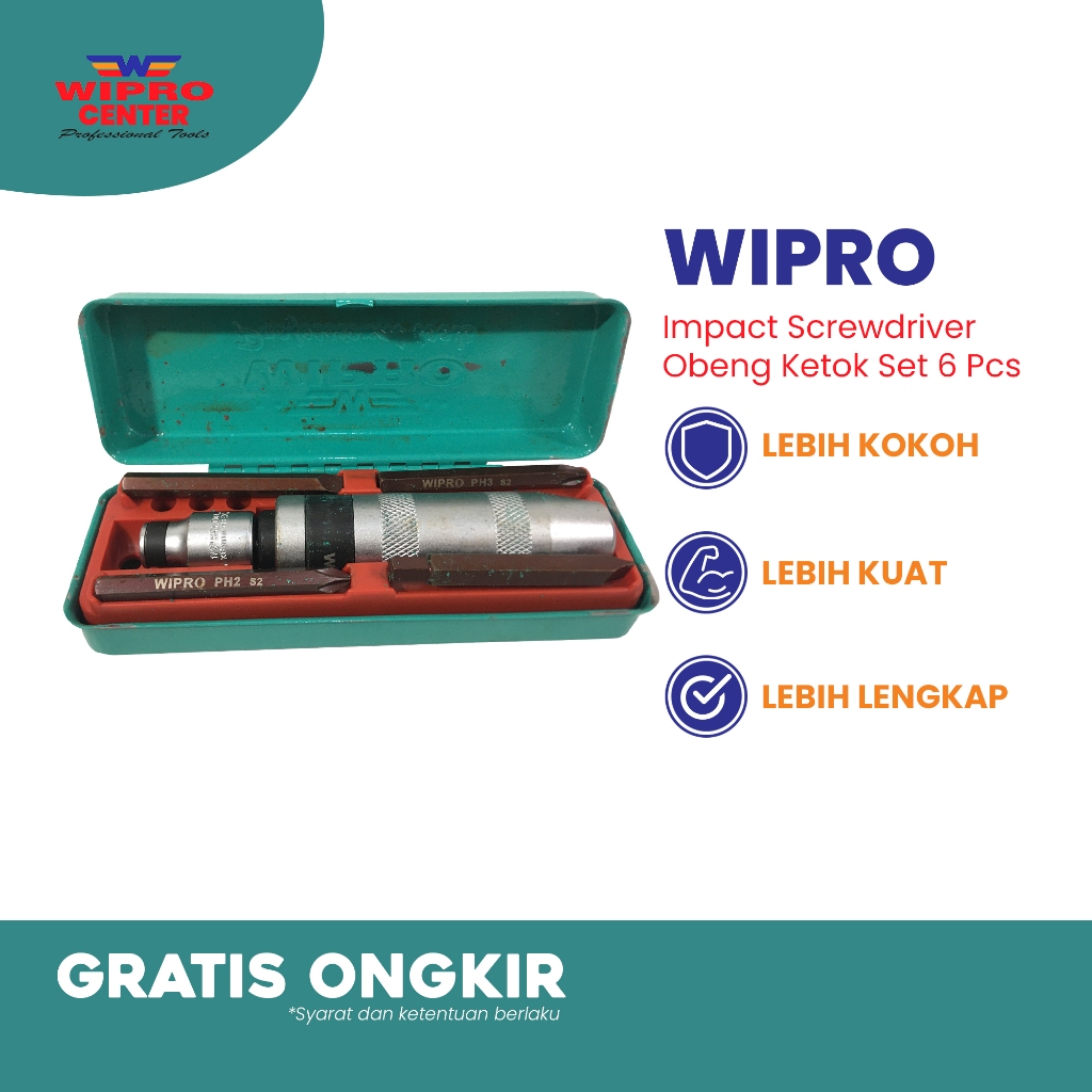 Impact Screwdriver Obeng Ketok Set Wipro 6 pcs