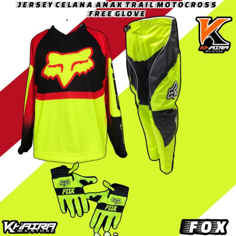 BAJU TRAIL ANAK MOTORCROSS BAJU CELANA FREE GLOVE