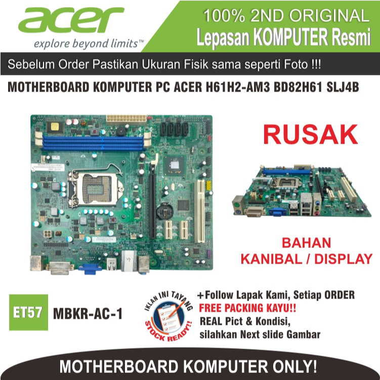 ET57 MBKR-AC-1 MOTHERBOARD PC KOMPUTER ACER H61H2-AM3 BD82H61 SLJ4B