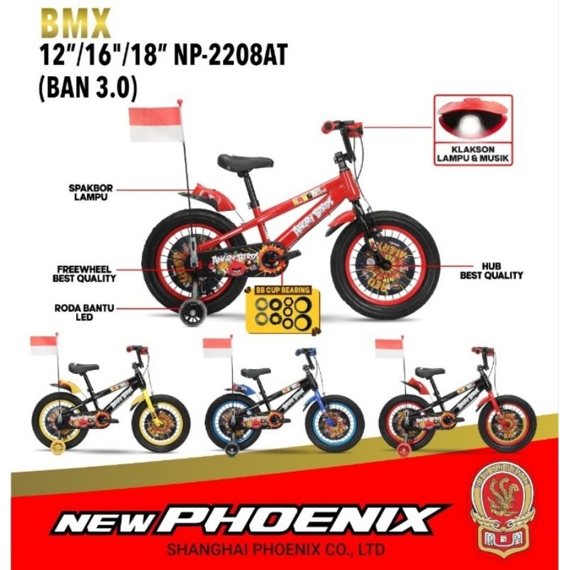 SEPEDA ANAK BMX  12 16 18 NEW PHOENIX ANGRY BIRDS BAN 3.0