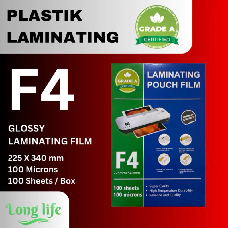 

Laminating Film Pouch Glossy A4 & F4 / Plastik Laminating Glossy A4 & F4 Grade A