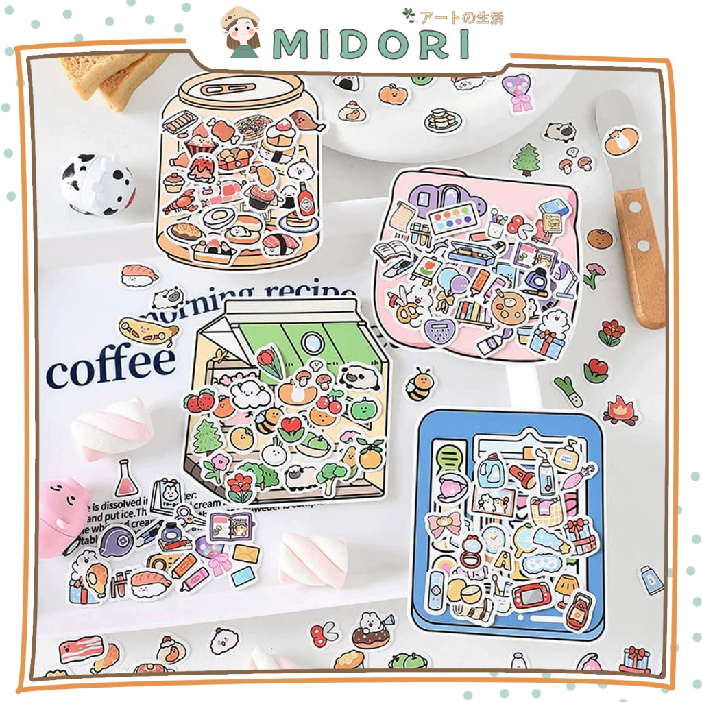 

[MIDORI] 100Pcs STICKER HAVE A HAPPY DAY Sticker Deco DIY Planner BUJO Deco Stiker Hias - B0481