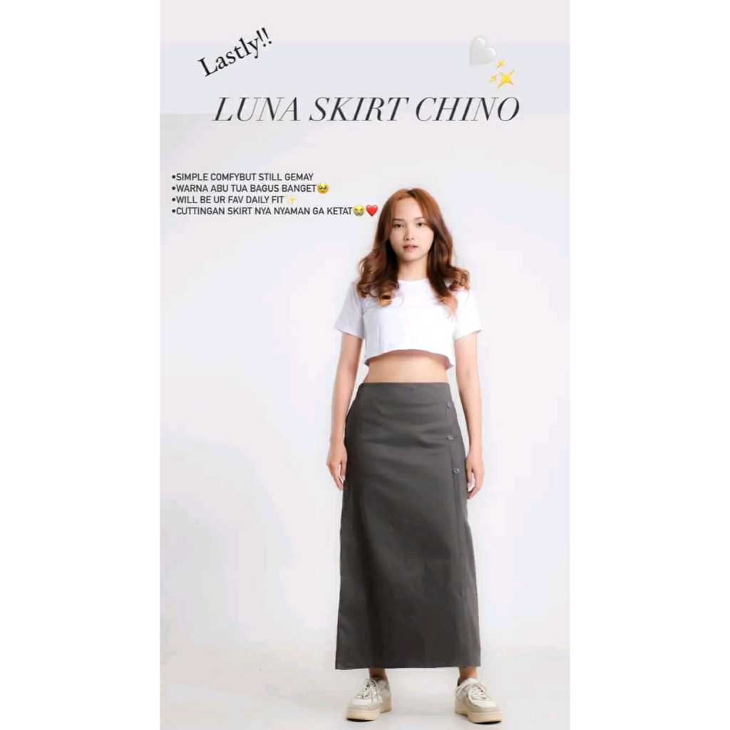 ROK LUNA//ROK VARIASI KANCING SAMPING//ROK COMBED STRETCH