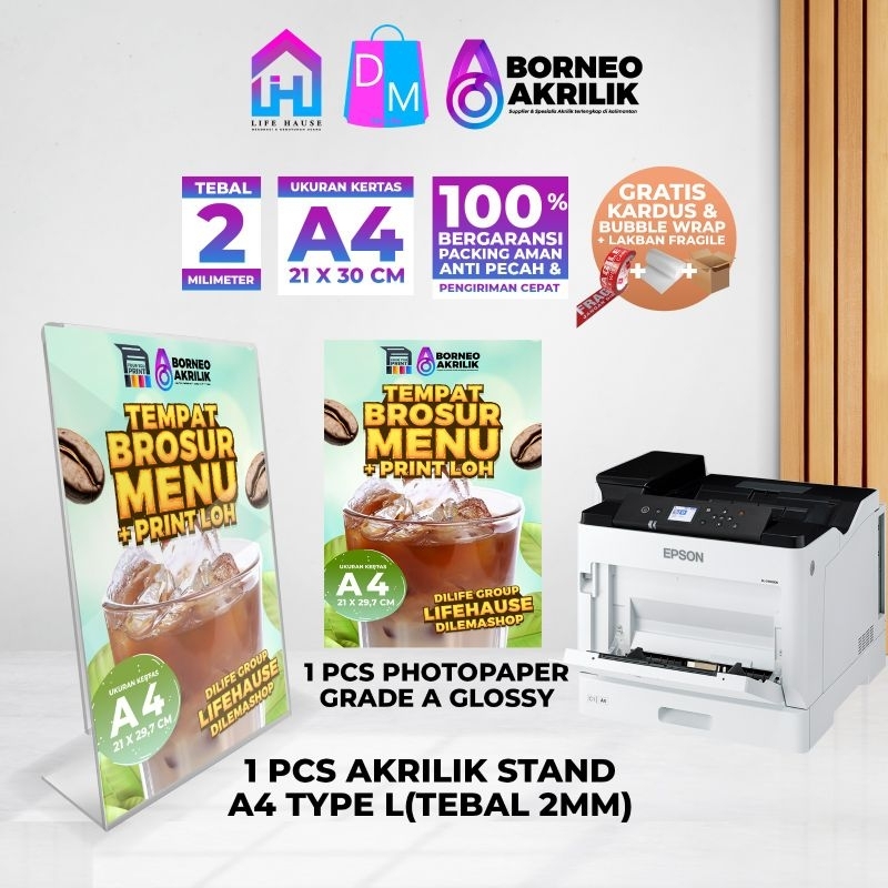 

Akrilik Stand A4 + Print Photo Paper 1 Pcs Wadah Brosur Akrilik Menu Perlengkapan Usaha Perlengkapan restorant Tenant Booth F&B Dilemashop Lifehause Borneo Akrilik Percetakan Online Percetakan Banjarmasin Cetak Online Akrilik Lembaran
