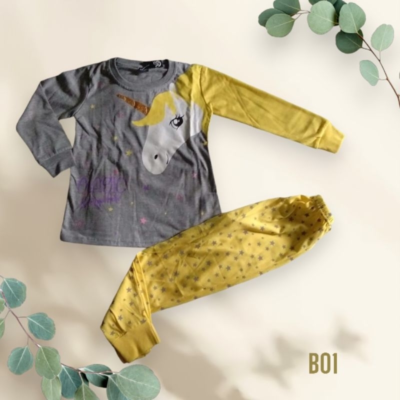 Baju tidur /babydoll anak perempuan lengan panjang untuk usia 5-6 tahun