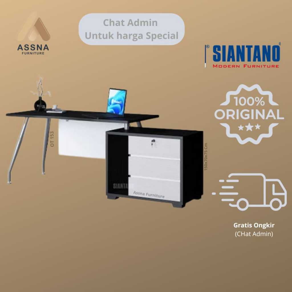 Siantano OT 153 meja tulis kantor kerja belajar walnut