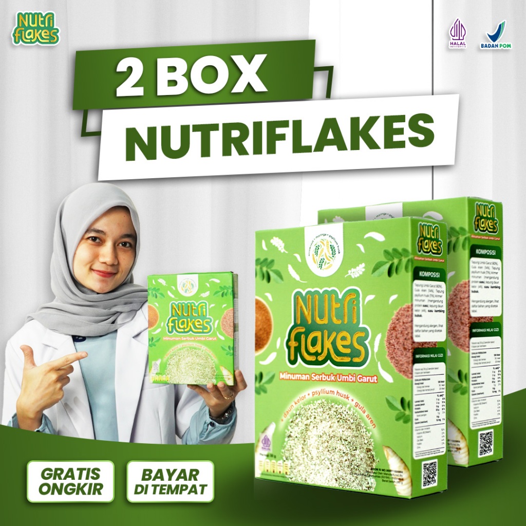 

NUTRIFLAKES KEMASAN 280 GRAM SEREAL UMBI GARUT TERAPI ASAM LAMBUNG, MAAG, GERD DAN GANGGUAN PENCERNAAN DENGAN KOMBINASI DAUN KELOR, PSYLLIUM HUSK, SUSU ETAWA DLL
