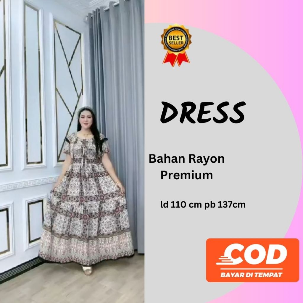 COD Baju Daster Dress Dres Wanita Kekinian Rayon Premium Daster Seksi Wanita