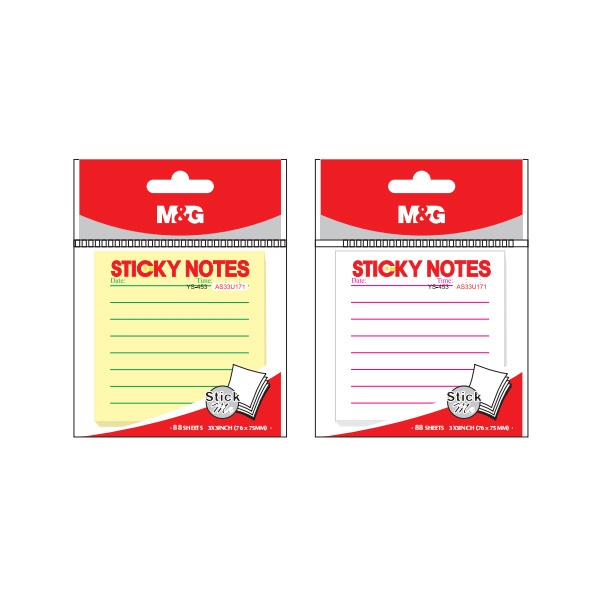 

TBMO M&G 3X3 STICKY NOTE WITH LINES 88 SHEETS YS-453 - 10022332
