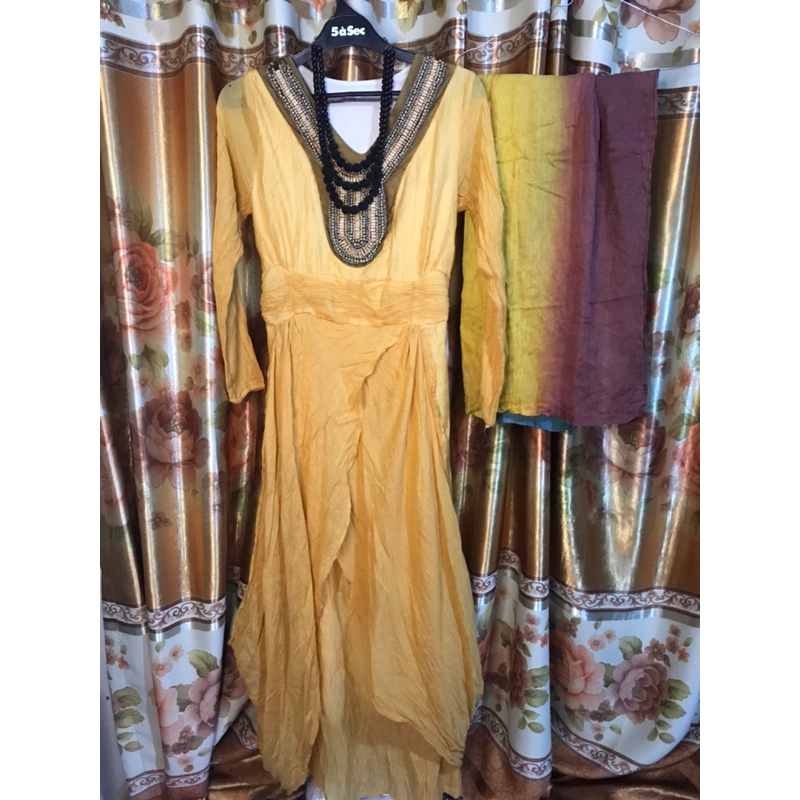 Gamis turki kuning kunyit/mustard preloved