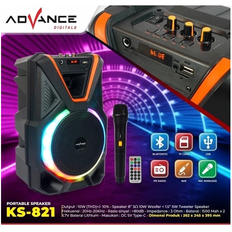 SPEAKER PORTABLE ADVANCE 8" KS821 / KS 821
