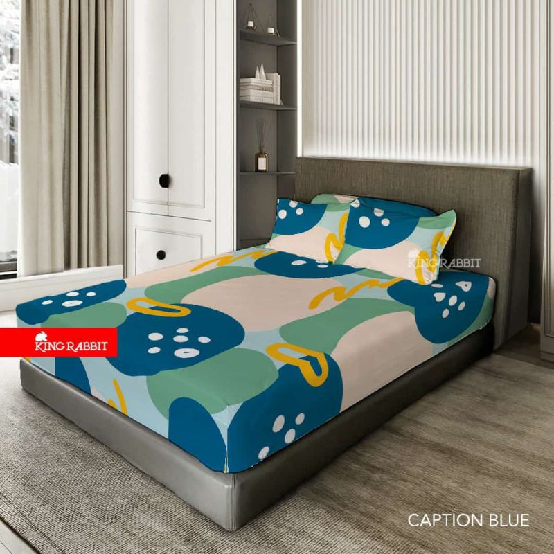King Rabbit Sprei Sarung Bantal & Sarung Guling Motif Caption Blue