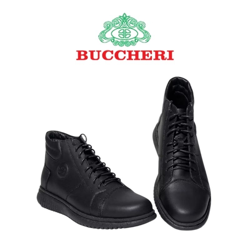 BUCCHERI Sepatu Boot Pria Full Kulit-b9950-Black.