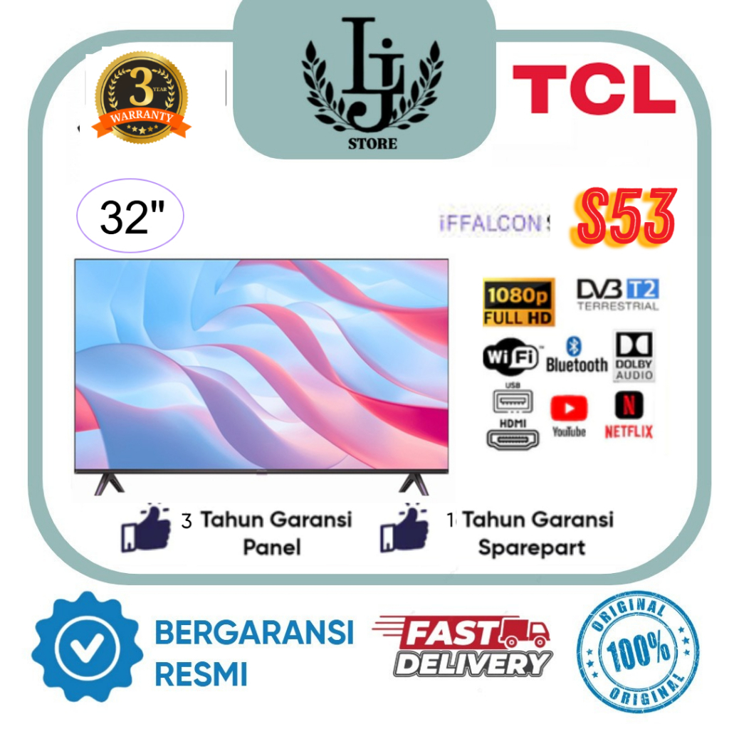 TV LED TCL 32S53 LED TV Android TCL 32 Inch Android TV TCL