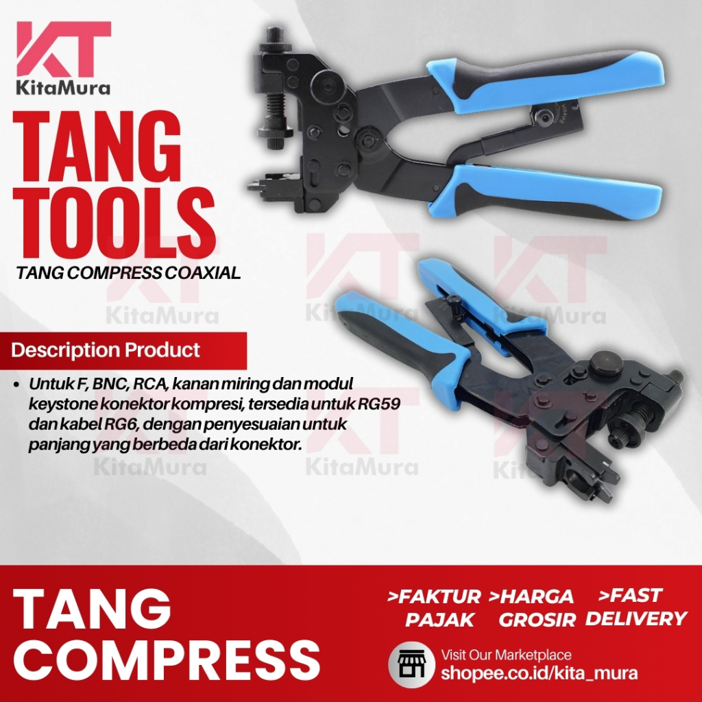 Alat Crimping Kompresi Konektor, Alat Crimping RG6 Tahan Air F BNC RCA TANG TOOLS CRIMPING COAXCIAL