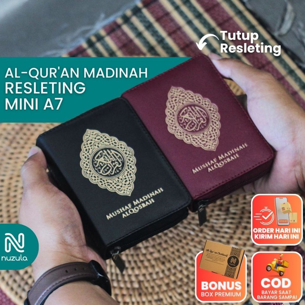 KODE W22P AlQuran Madinah A7 Mini Resleting  Alquran Saku Travel 3 Juz Tajwid Warna Mushaf Al Quran 