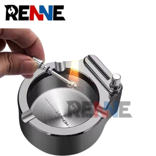 Asbak Plus Korek Stainless / Asbak Korek Gesek