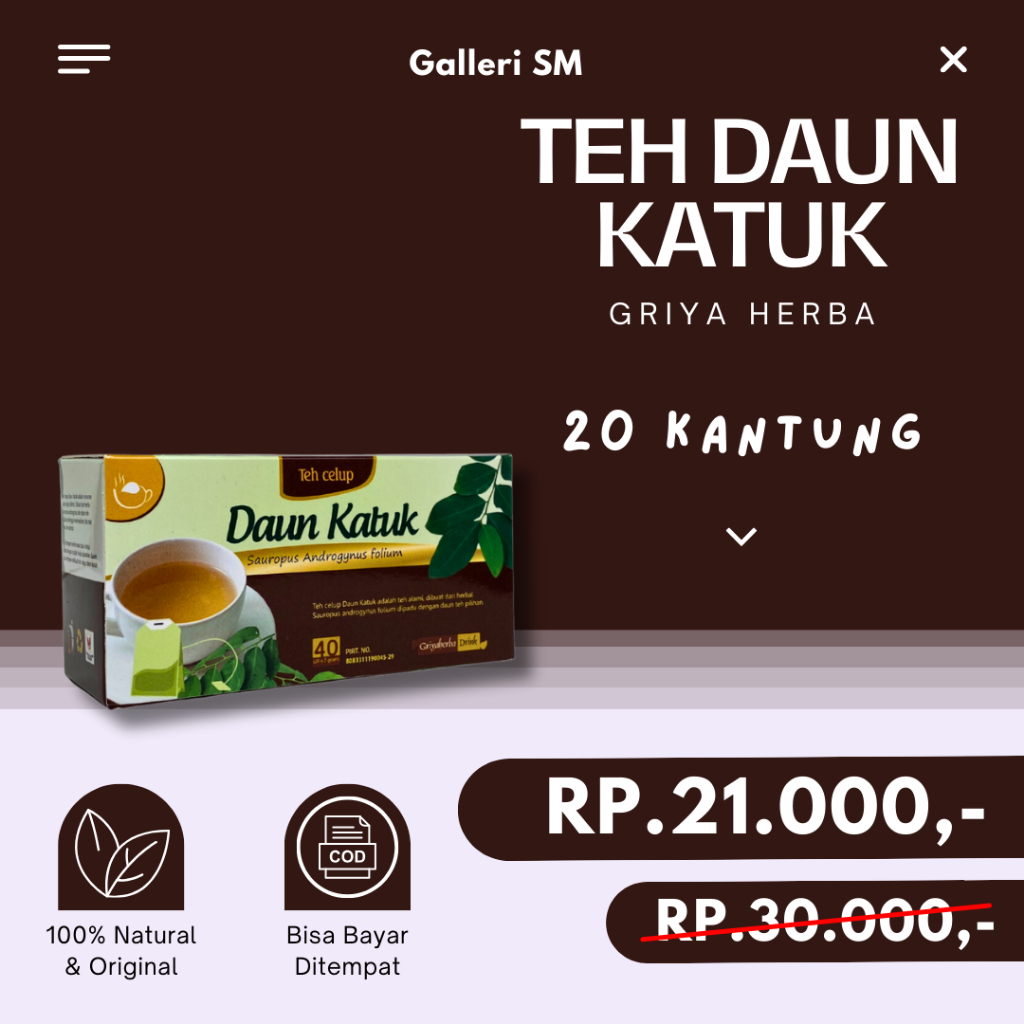 

Teh Daun Katuk Griya Herba Minuman Herbal Celup Isi 20 Menurunkan Gula Darah Asi Booster