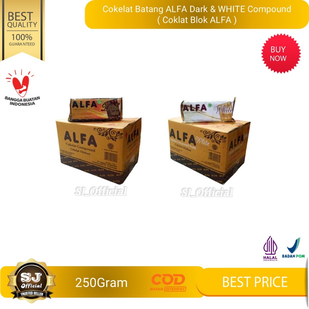 

Cokelat Batang ALFA Dark n WHITE Compound 250gr - Coklat Blok ALFA