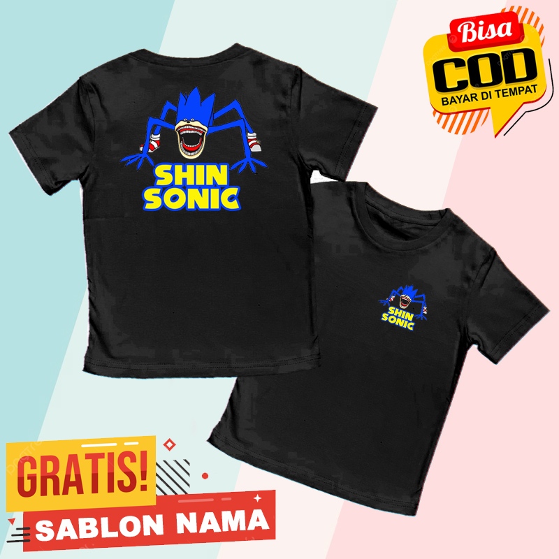 Baju Kaos Anak Depan Belakang Shin Sonic - Baju Kaos Depan Belakang Anak Laki Laki Dan Perempuan