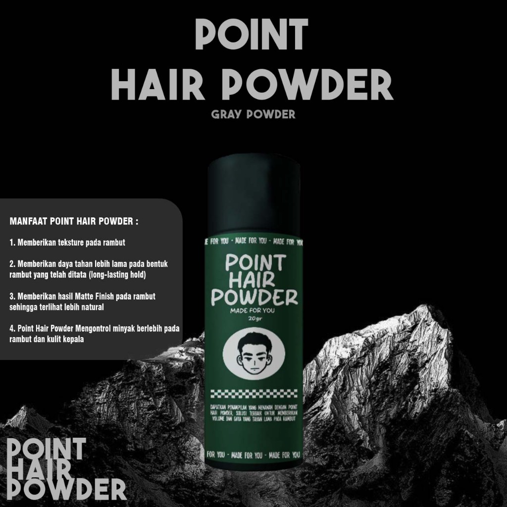 Point Hair Powder -   Pomade powder rambut abu-abu - styling Rambut - Bubuk Rambut - Hair Powder War