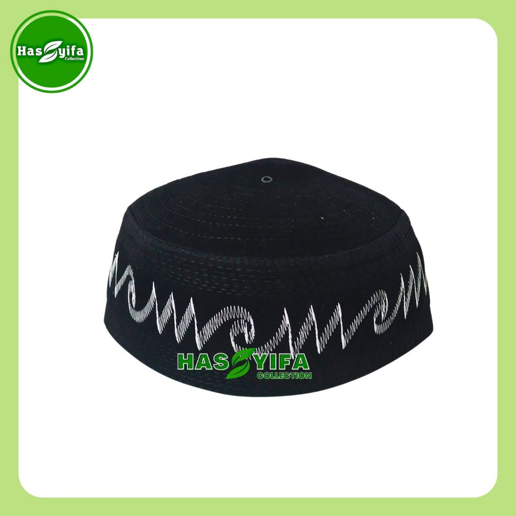 Peci / Kopiah / Songkok / Hitam Bulat Bordir Silver Peci02