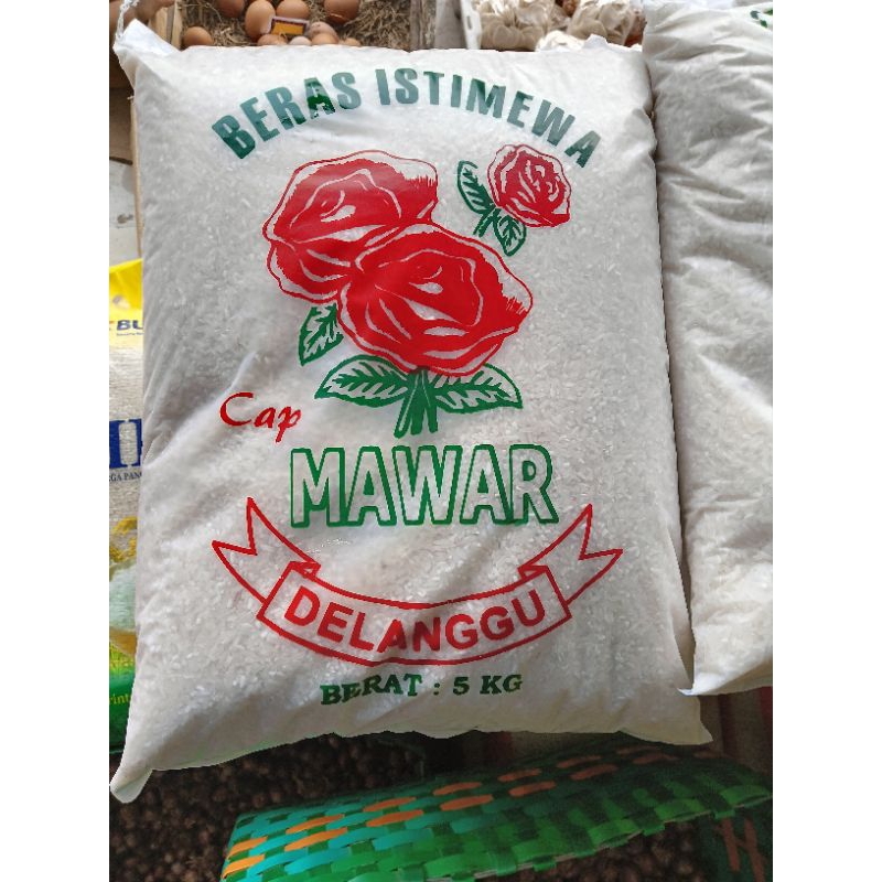 

Beras Delanggu cap mawar 5kg dan 2.5 kg