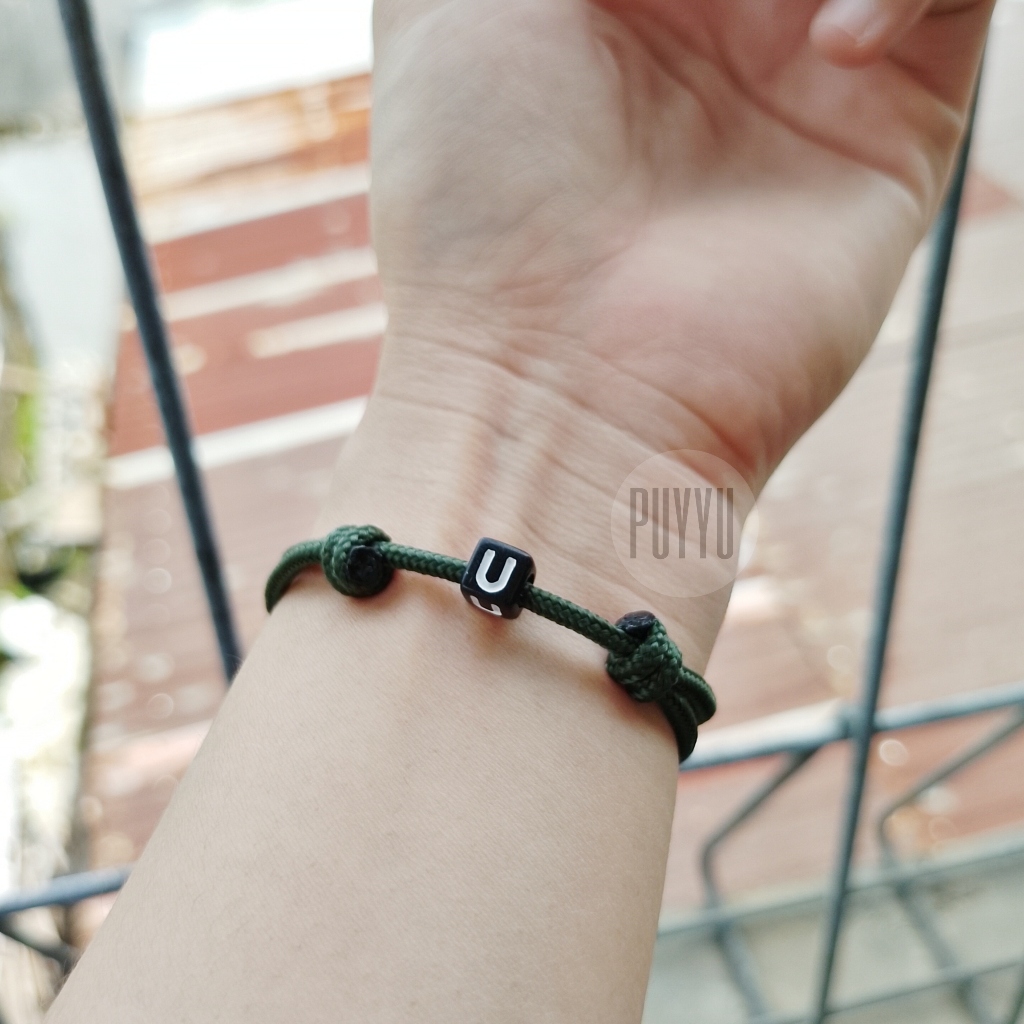 [Inisial Nama] Gelang Tangan Inisial Huruf Nama Couple Gelang Pasangan Persahabatan Mote Huruf Bulat