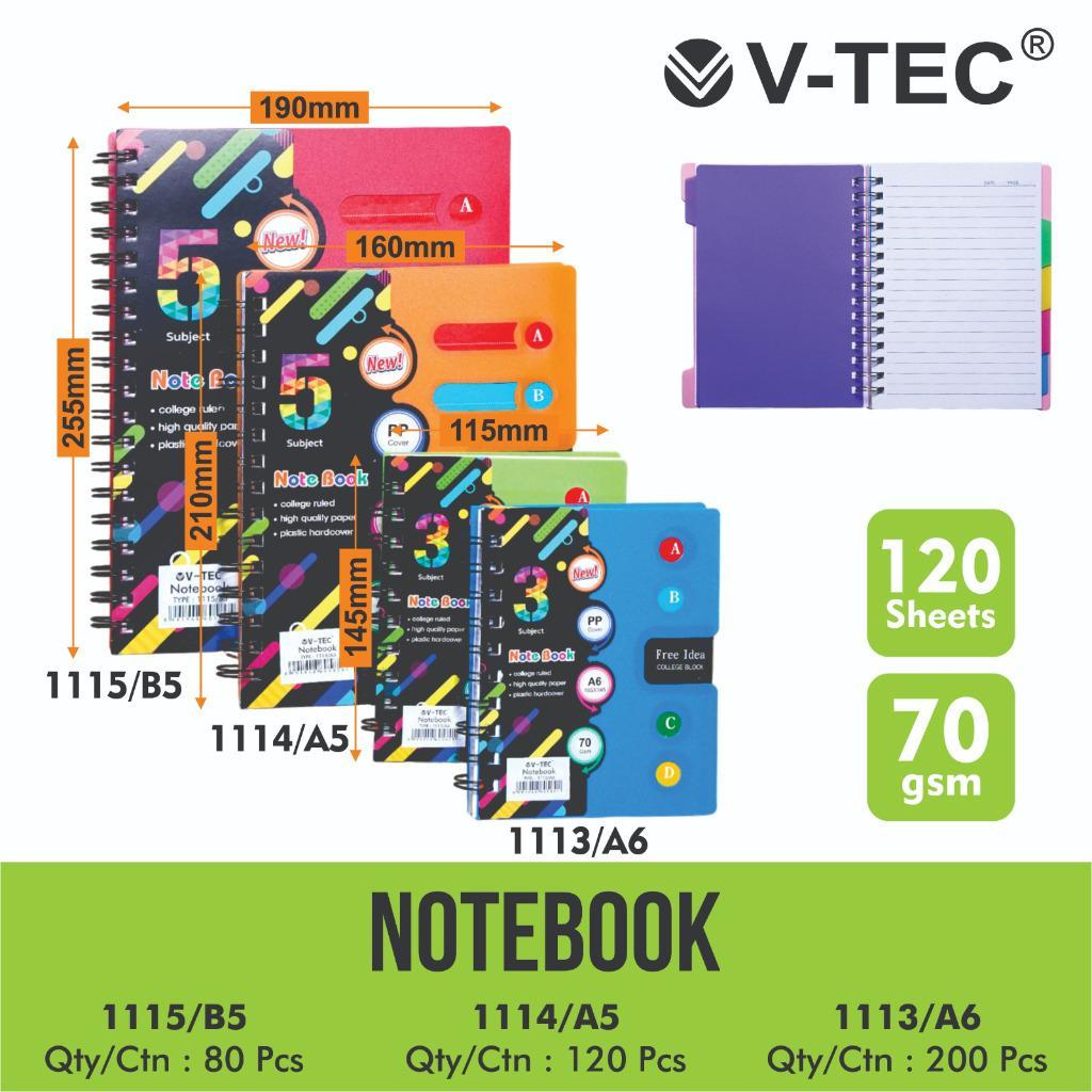 

NOTEBOOK V-TEC 1113, 1114, 1115 / KERTAS BERGARIS A6, A5, B5 VTEC BLOCKNOTE NOTEBOOK NOTEPAD BUKU CATATAN KECIL AGENDA