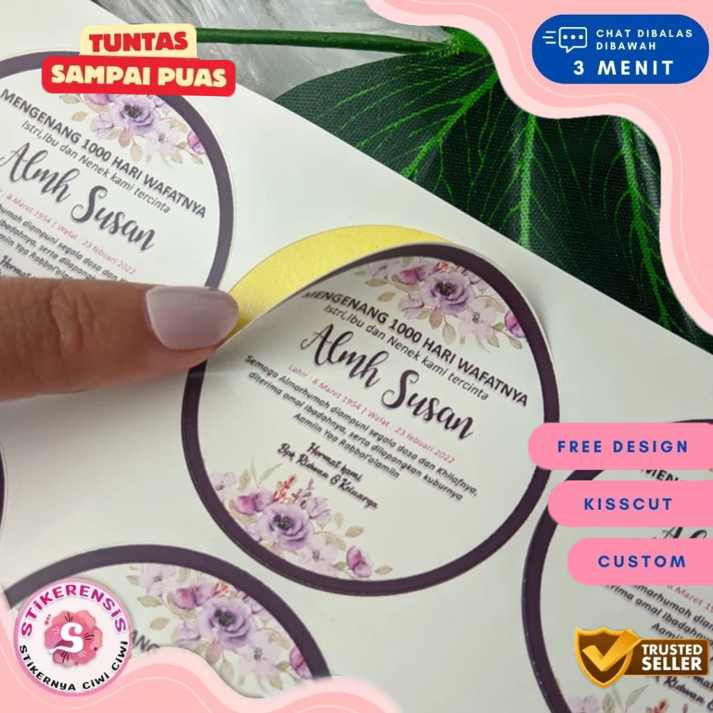 5-8 Stiker Tahlil Haul Pengajian Mengenang Wafatnya 40 100 1000 Hari Tahlilan Sticker