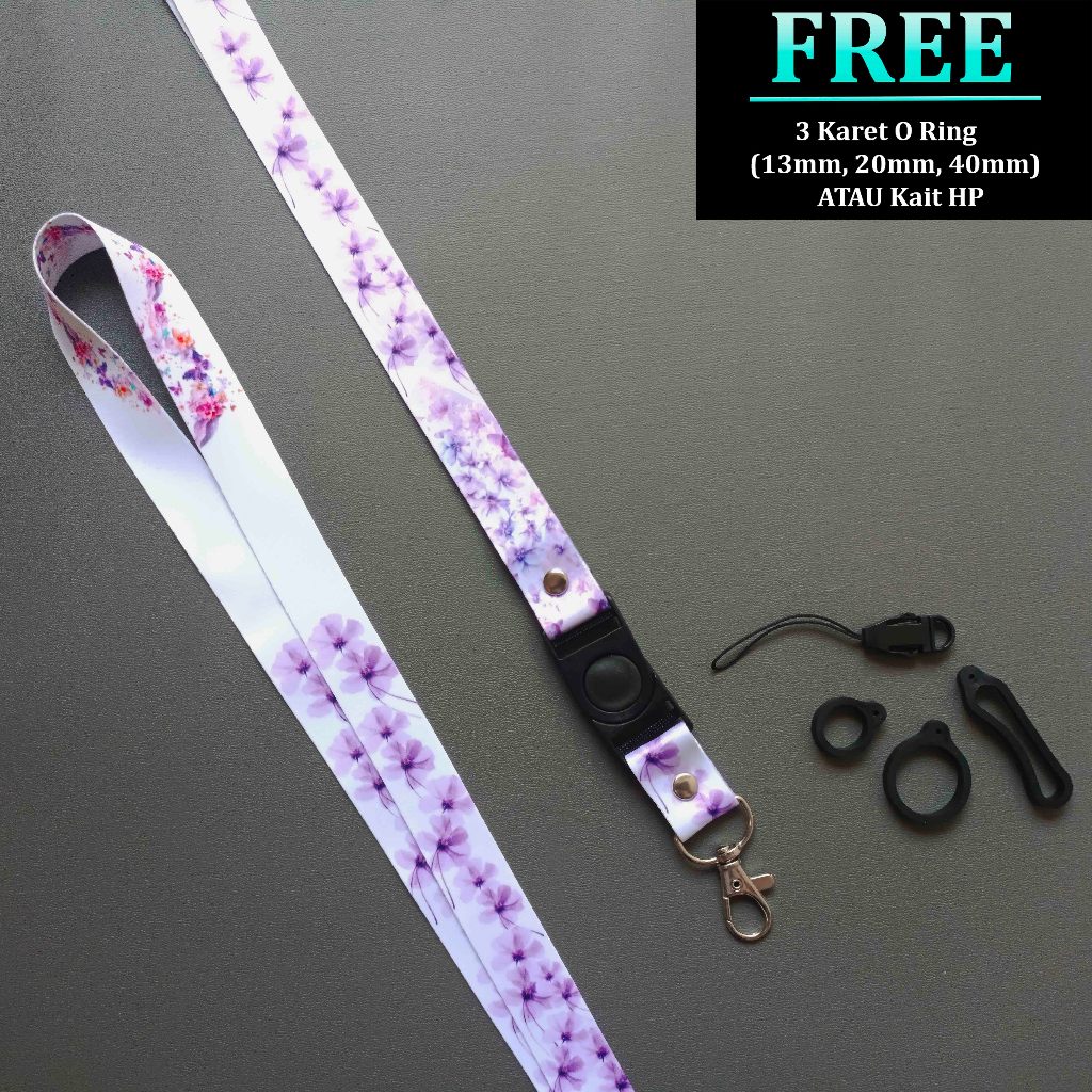 

Lanyard Floral 01 - Tali Gantungan Handphone Nametag ID Card Floral