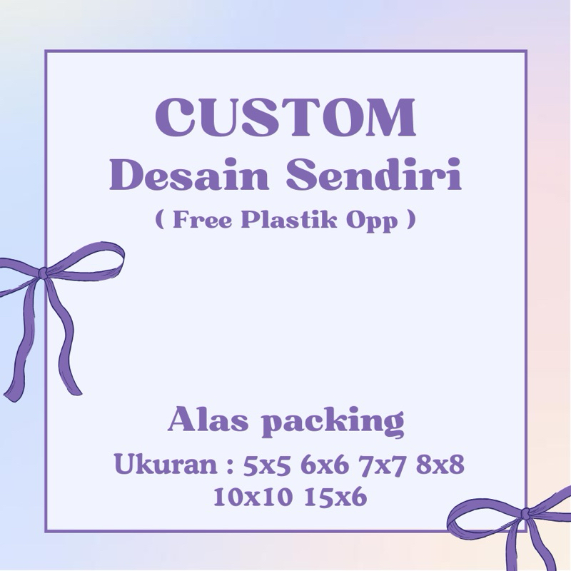 

(50pcs) Custom Design Sendiri/Alas packing custom free plastik opp