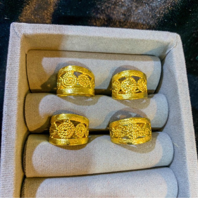 cincin kawin motif aceh Lapis Emas 24krt Crum Emas Muda 8 gram cincin Cewek Replika Premium Gold