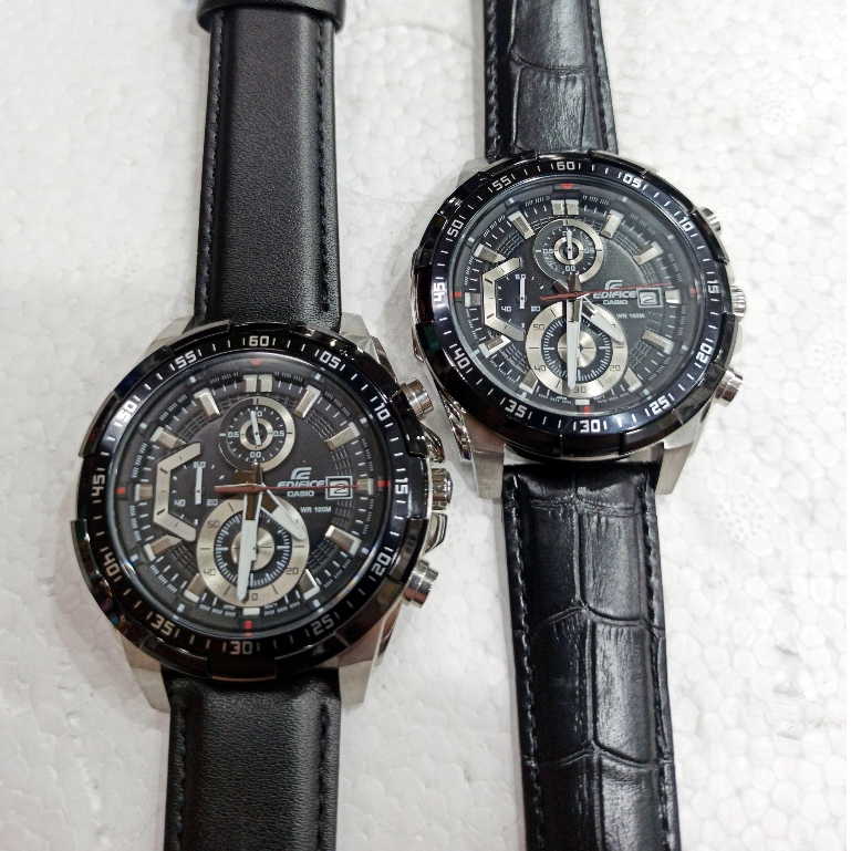 Jam Tangan Pria C*s*o ED*F*C* EFR-539L-1A EFR-539 Chronograph Silver Black Leather