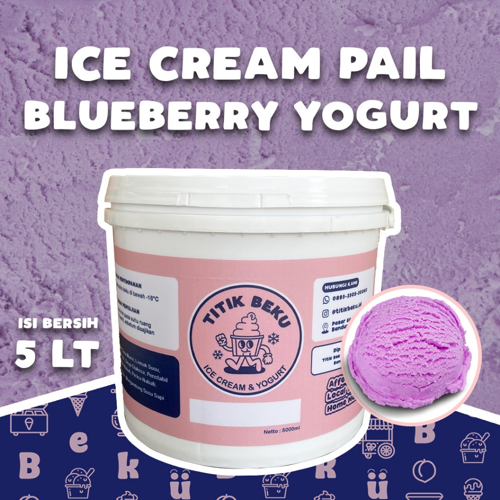 

TITIK BEKU ICE CREAM 5 LITER BLUEBERRY YOGURT / BLUE BERRY / PAIL / EMBER / ES KRIM LITERAN / BUAH