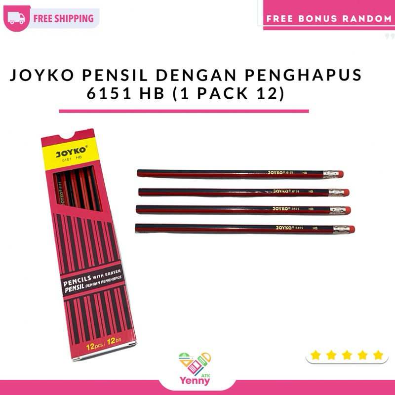 Joyko Pensil Dengan Penghapus 6151 HB ( 1 pack 12 )
