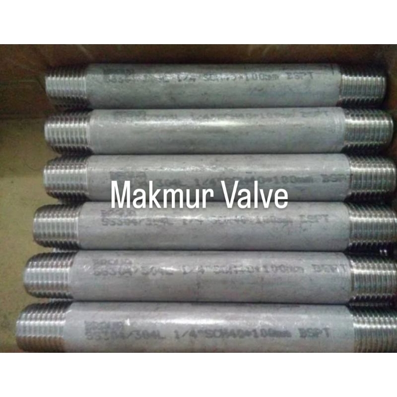 PIPA NIPPLE SS DRAT KANAN KIRI PANJANG 10 CM ½"