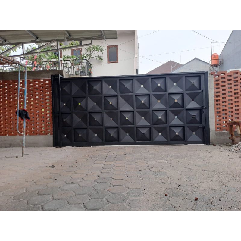 pintu pagar dorong sliding garasi mobil