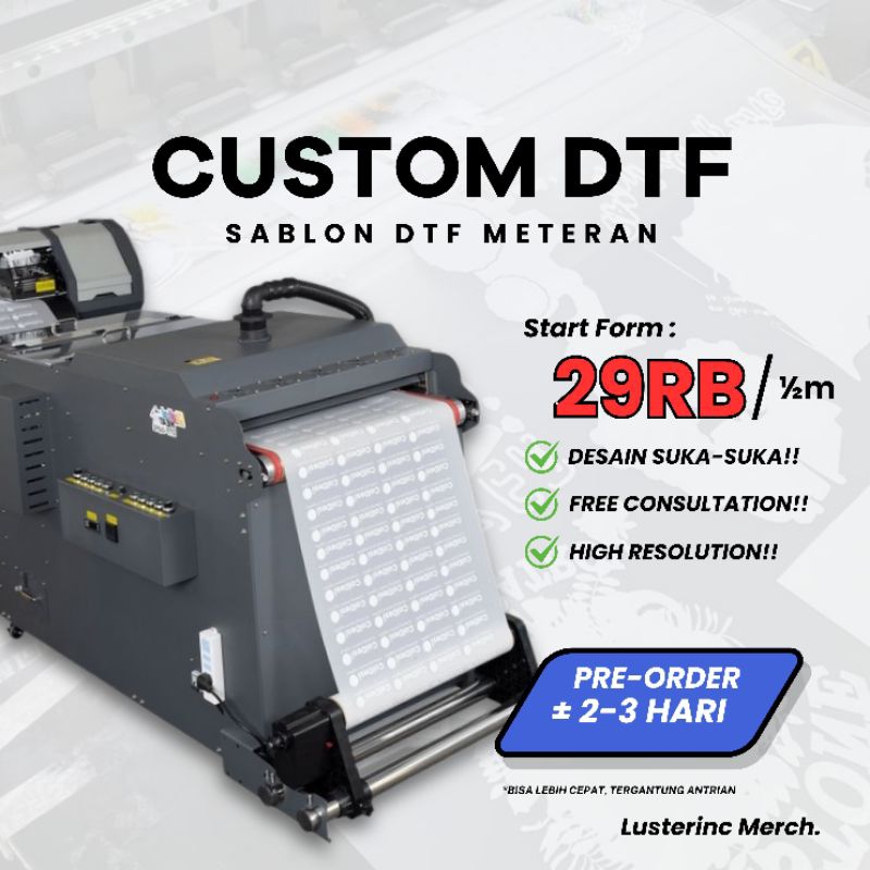 Custom Sablon DTF Meteran Jasa Cetak DTF Only Custom Sablon Print DTF
